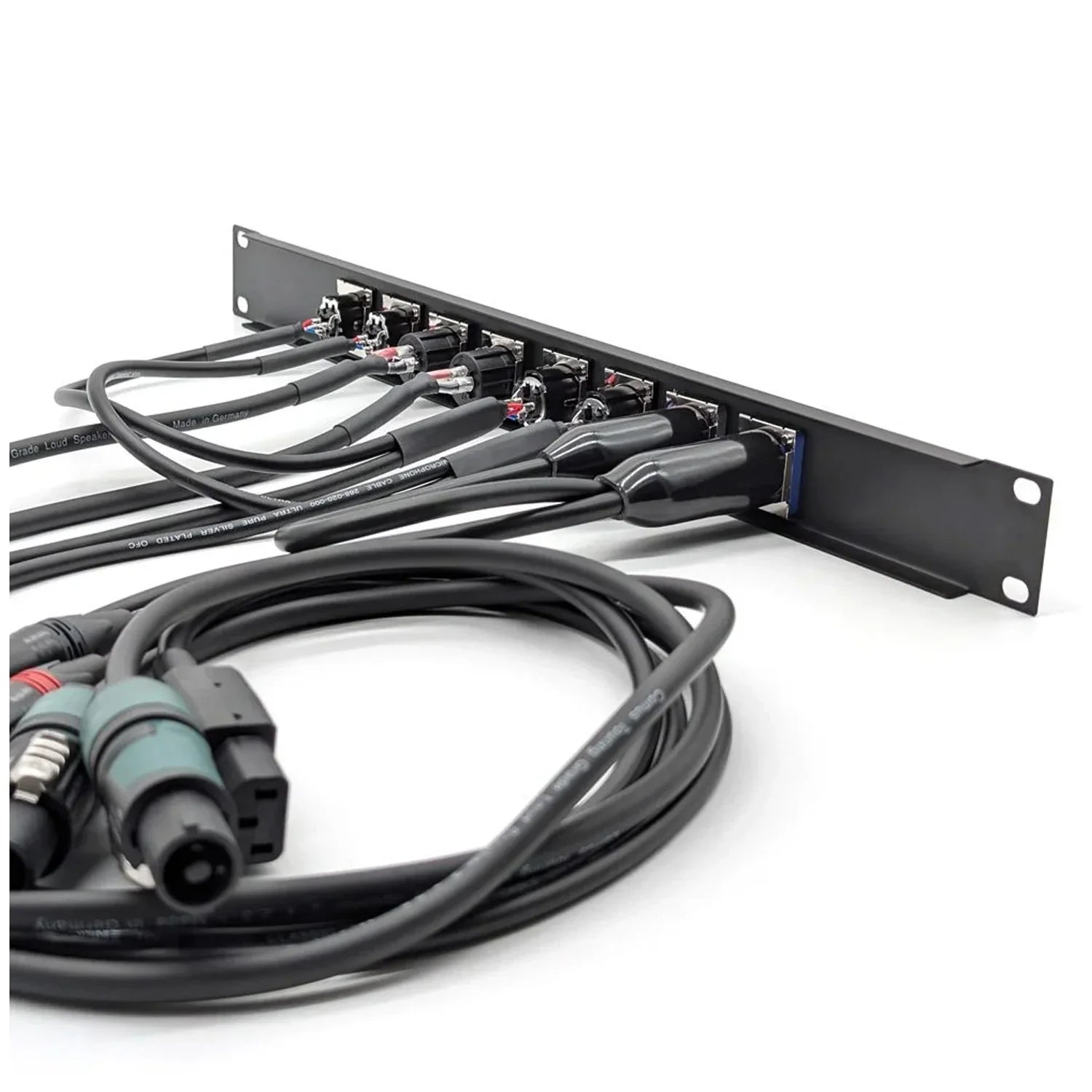Penn Elcom 1U Eight-Way Rack Panel with XLR, Speaker and Power Links with 1m Tails