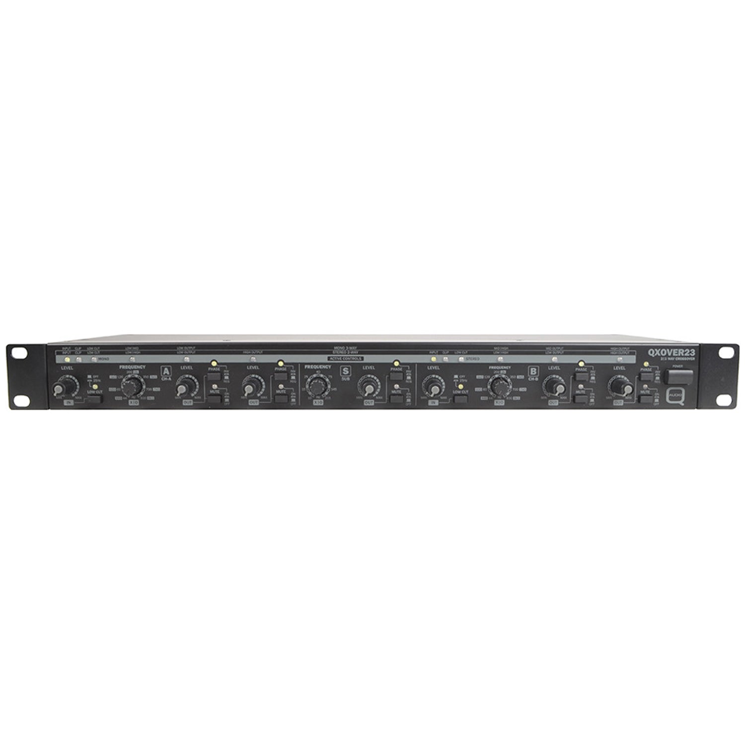 Q-Audio QXOVER23 Stereo 2-Way/Mono 3-Way Active Crossover with Subwoofer Output
