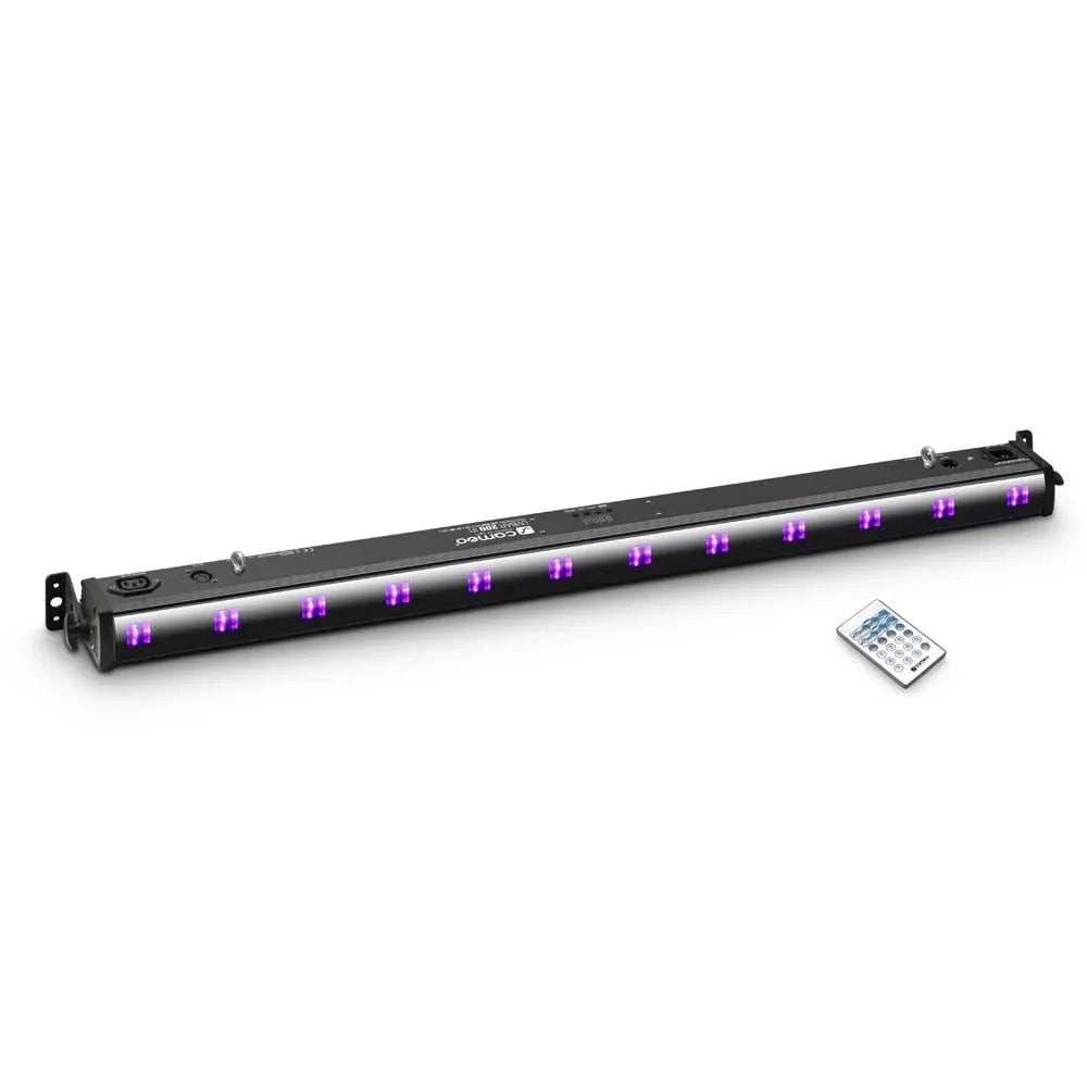 Cameo UV BAR 200 IR 12 x 3 W UV LED Bar in Black Housing with IR Remote Control