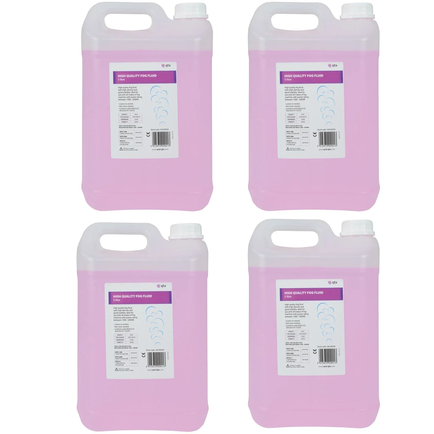4 x QTX High Density Quality Smoke Fluid 5 Litre