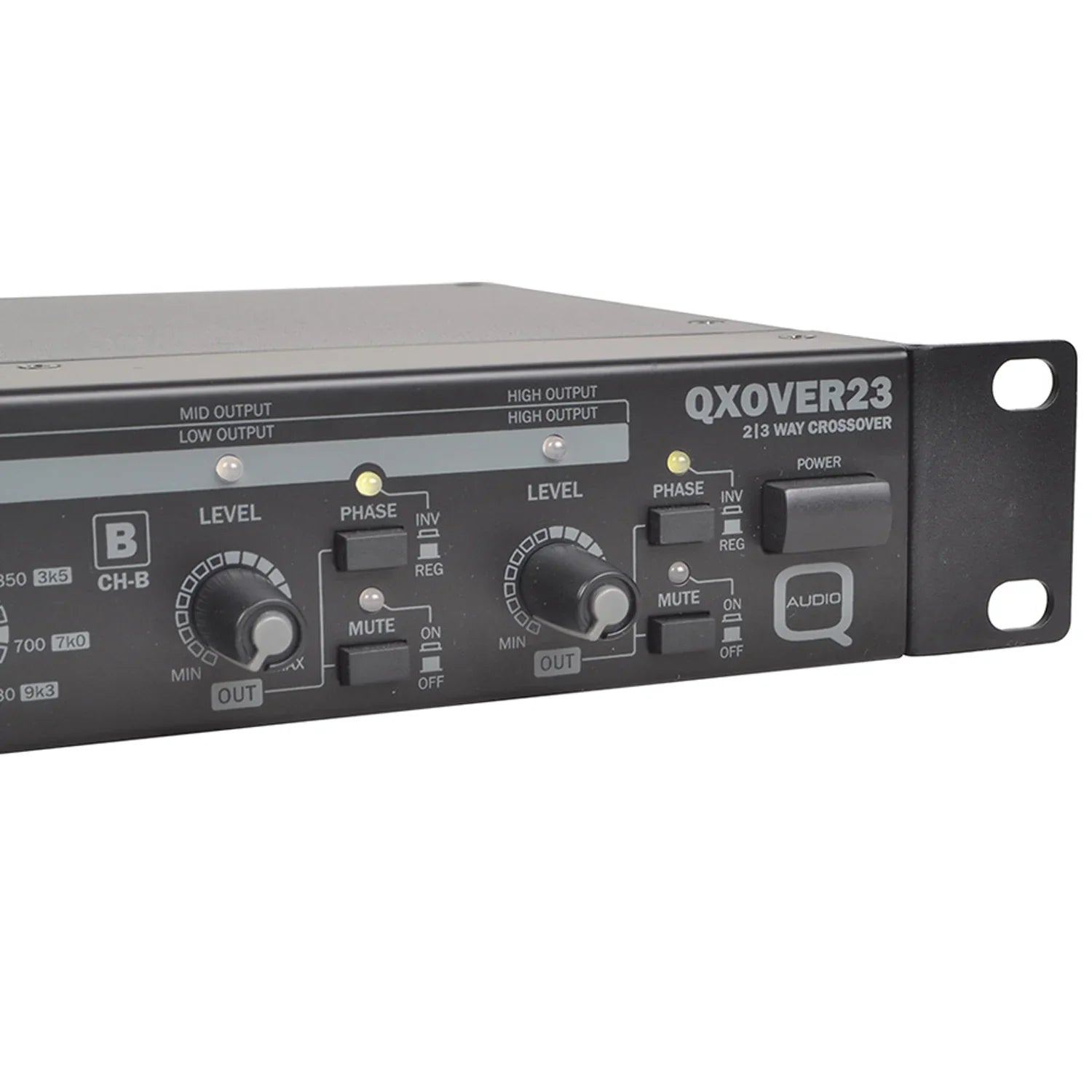 Q-Audio QXOVER23 Stereo 2-Way/Mono 3-Way Active Crossover with Subwoofer Output