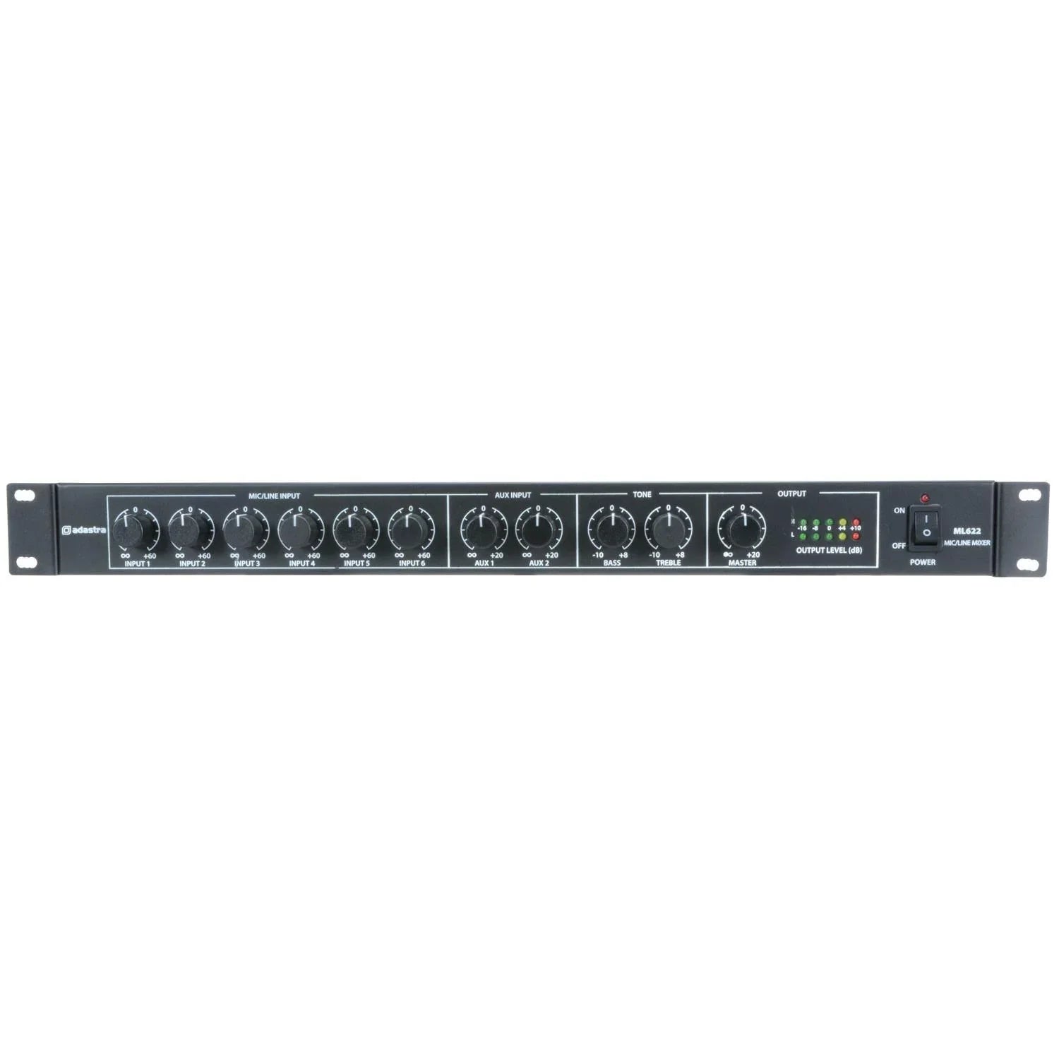 Adastra ML622 1u Mic/Line Rack Mixer - DY Pro Audio