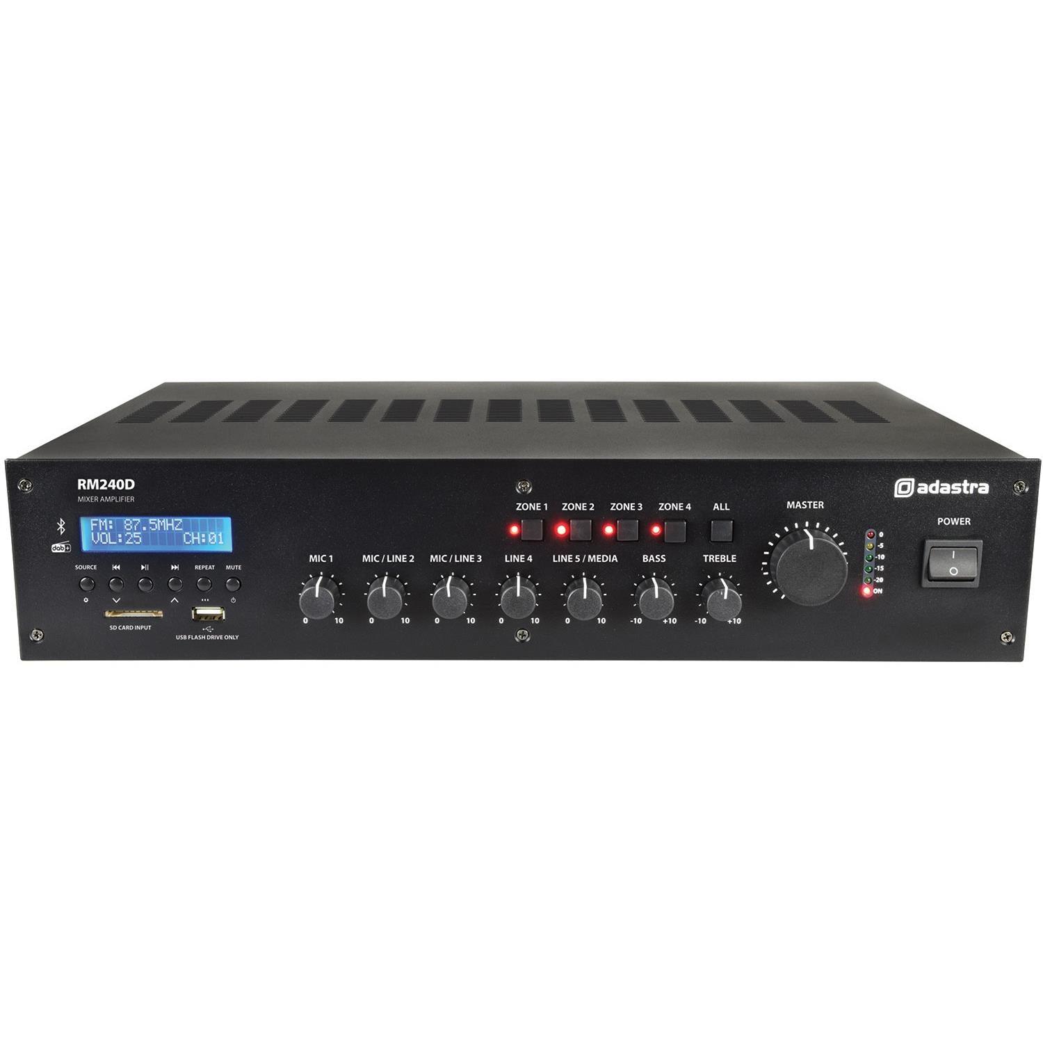 Adastra RM240D 100v 240w Line Mixer Amplifier Amp with Bluetooth - DY Pro Audio