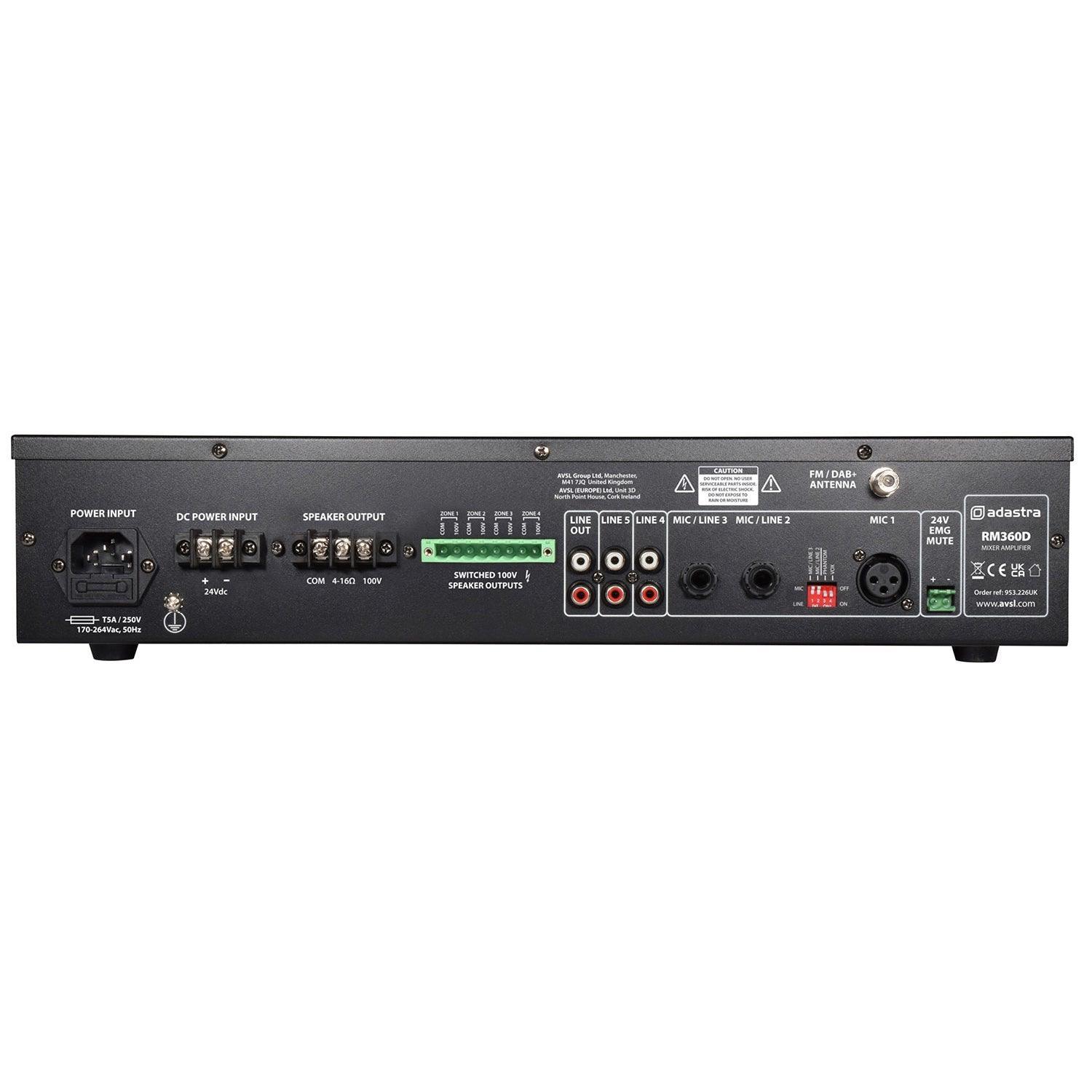 Adastra RM306 6-Zone 100V Line Mixer Amplifier with Bluetooth - DY Pro Audio