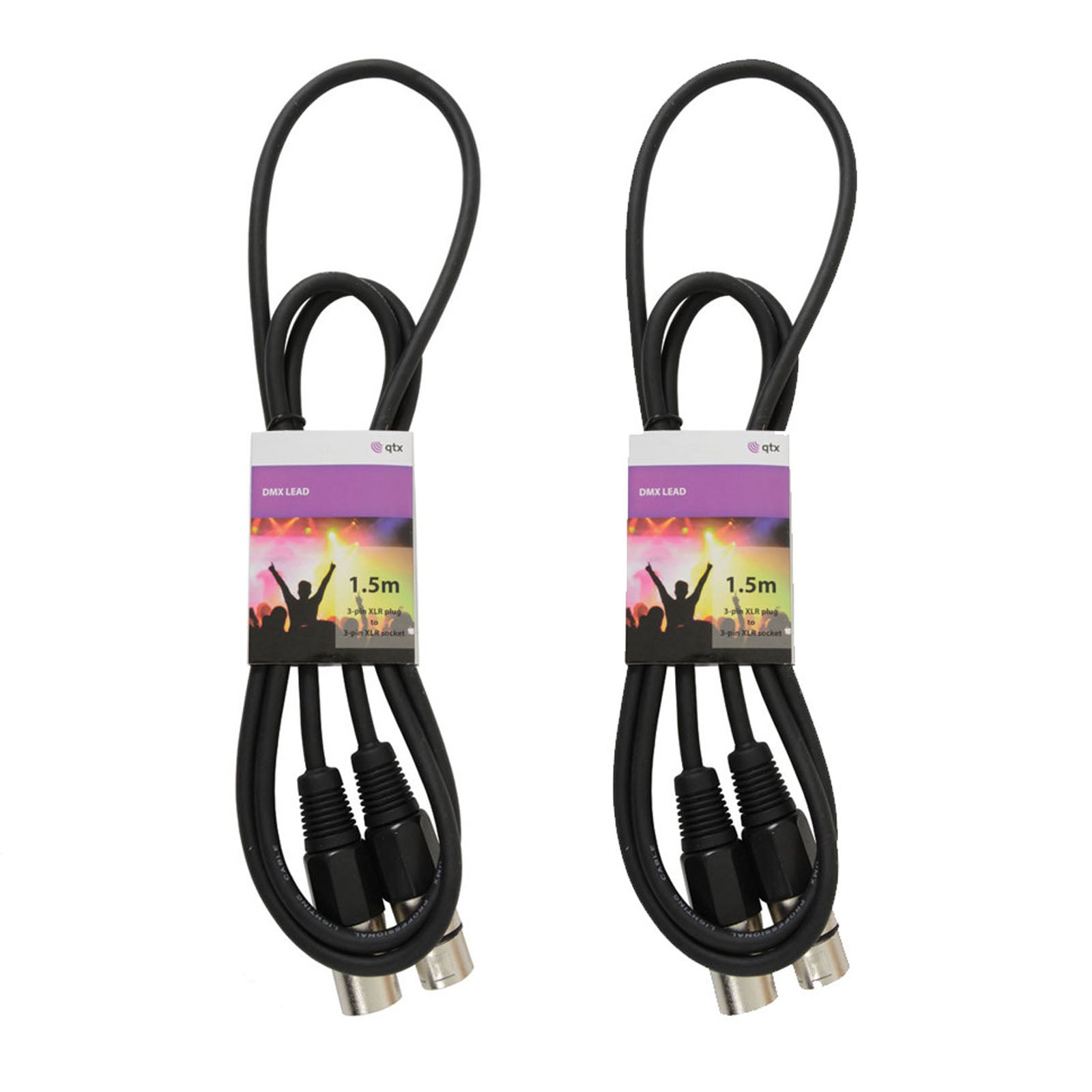 2 x QTX 1.5m DMX Lighting Cables