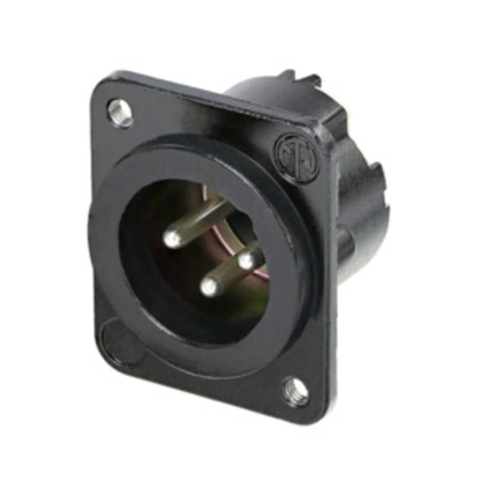 Neutrik NC3MD-LX-M3-BAG 3 pole male receptacle, solder cups, black housing, silver contacts
