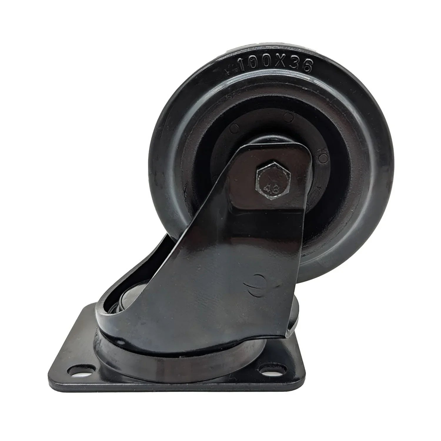 2 x Penn Elcom 100mm Black Swivel Castor with Rubber Black Wheel
