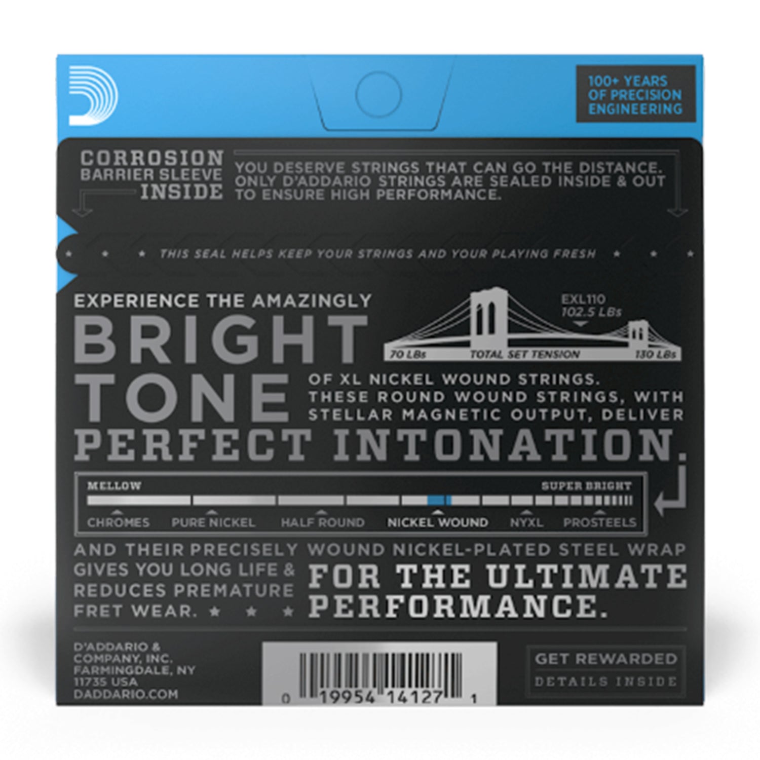 D'Addario 10-46 Electric Guitar Strings EXL110-3D Regular Light