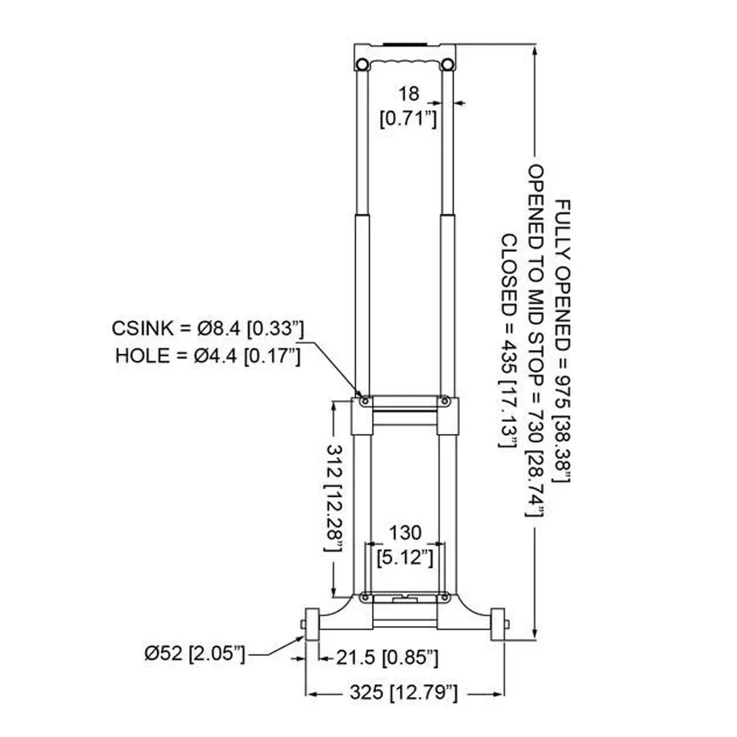 Penn Elcom H4515 3 Stage Removable Case Trolley