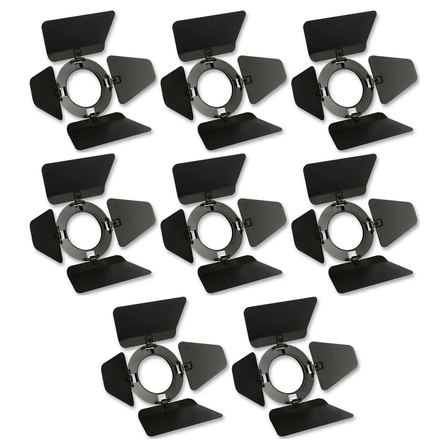8 x Pulse Black Par 16 Birdie Barn Doors