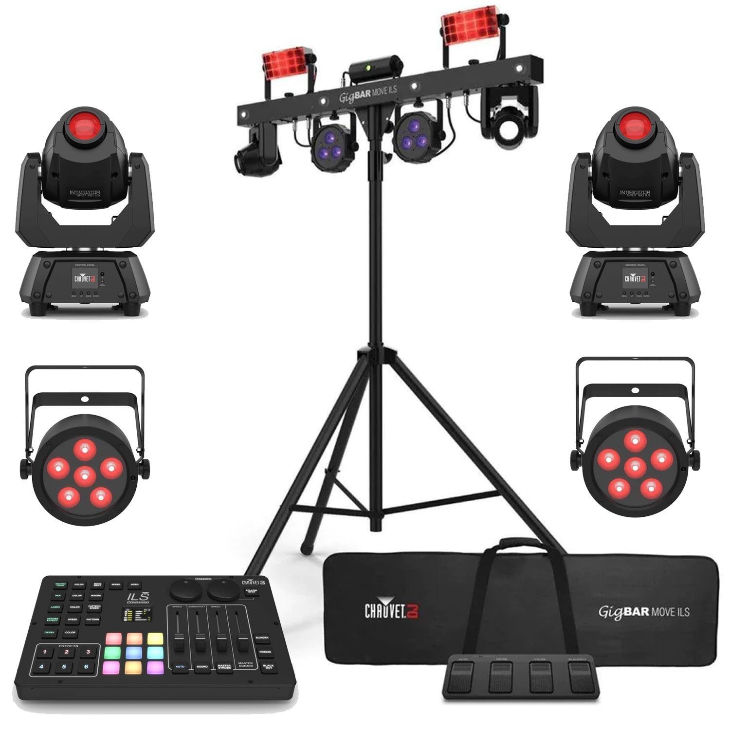 Chauvet GigBAR Move ILS With 2 x Intimidator Spot 160 ILS and 2 X Slimpar H6 and ILS Command Bundle - DY Pro Audio