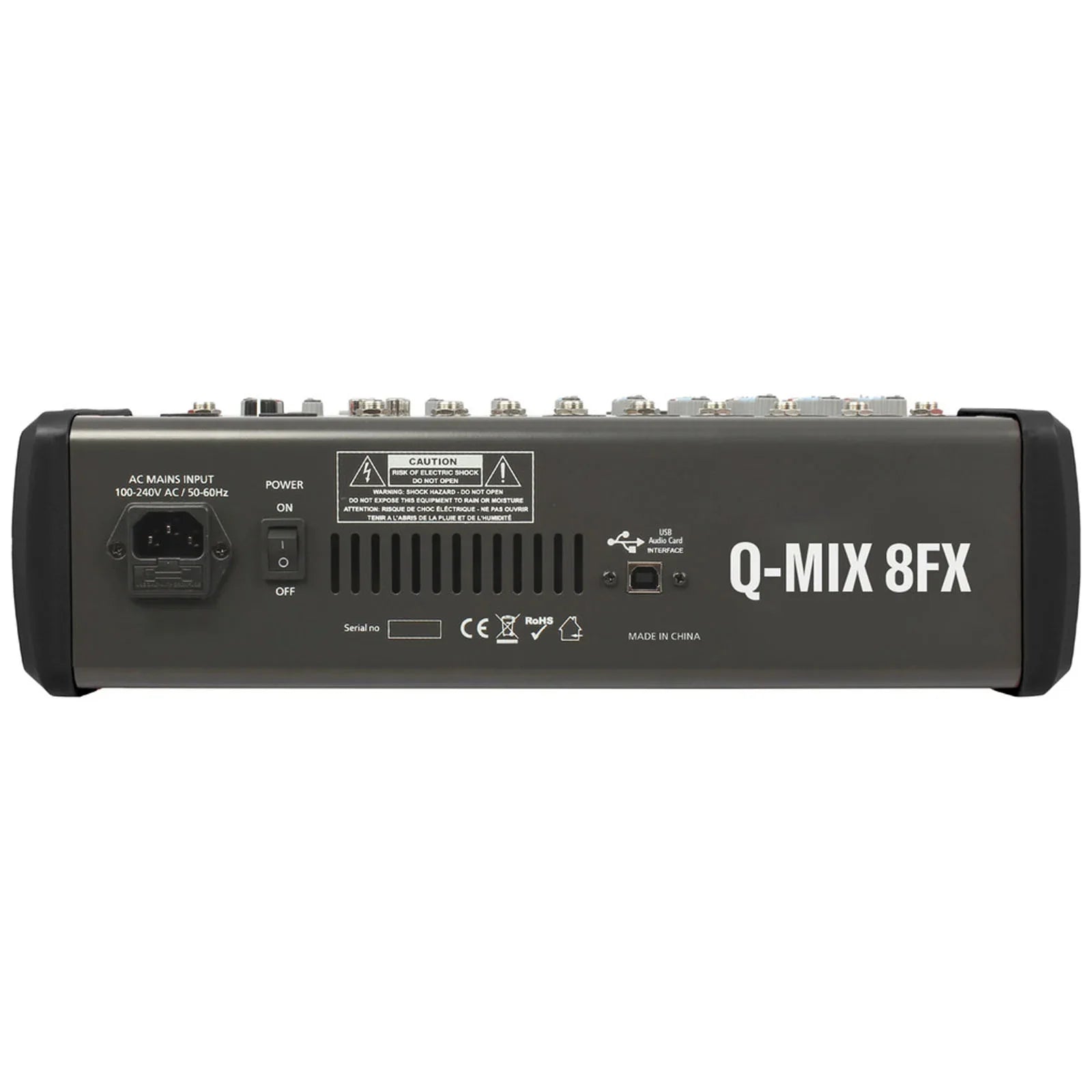 Q-Audio Q-MIX 8FX 8 Channel Mixer with FX, USB, Bluetooth