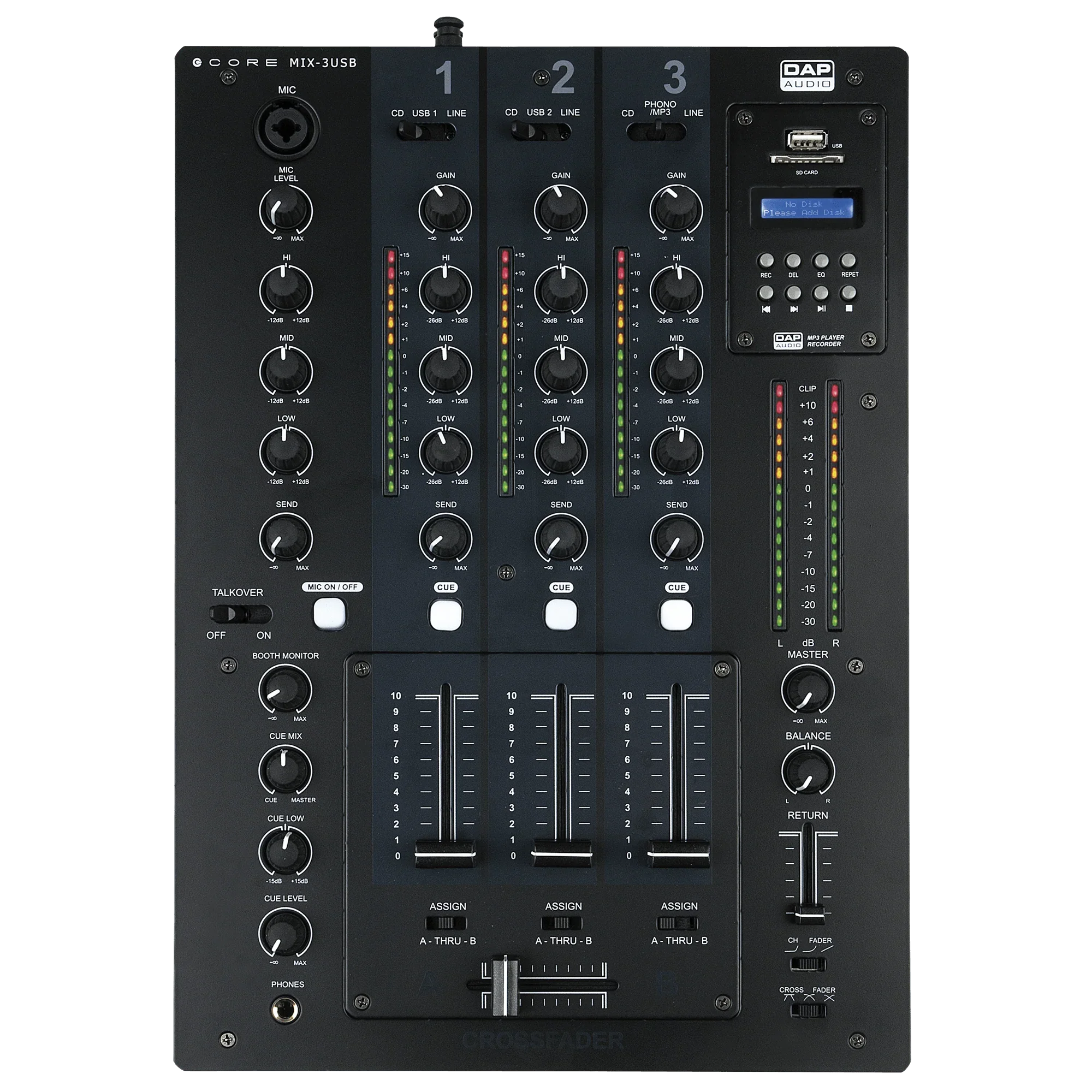 DAP CORE MIX-3 USB 3-channel DJ mixer with USB interface - DY Pro Audio