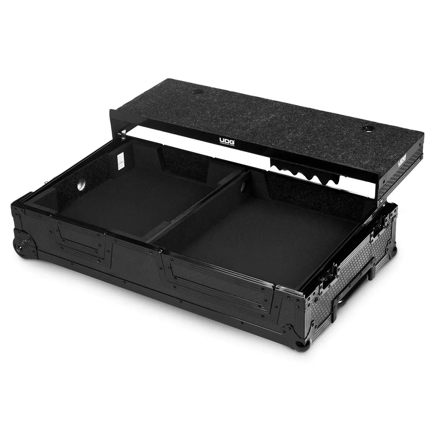 UDG FlightCase Scratch (Turntable Battle/PLX-CRSS12 & 10"/12" Mixer) Black Plus (Laptop, Trolley & Wheels)