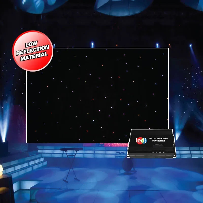 LEDJ 8 x 4m Black PRO Tri LED Star Cloth System