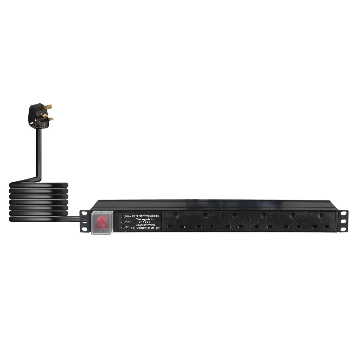 Eagle 19" 6-Way 13A Socket Power Distribution Unit Server Rack Surge Protection - DY Pro Audio