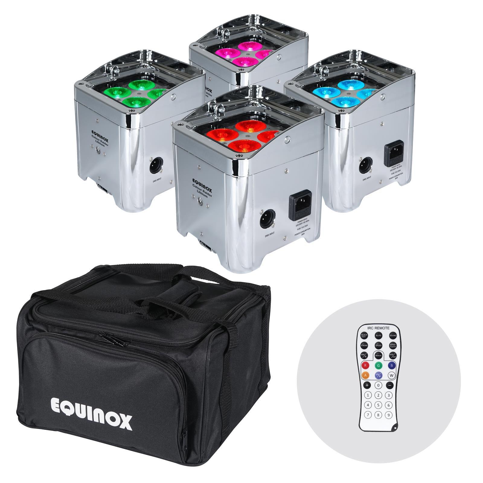 Equinox Colour Raider Lithium Battery Uplighter Pack (Chrome Housing) - DY Pro Audio