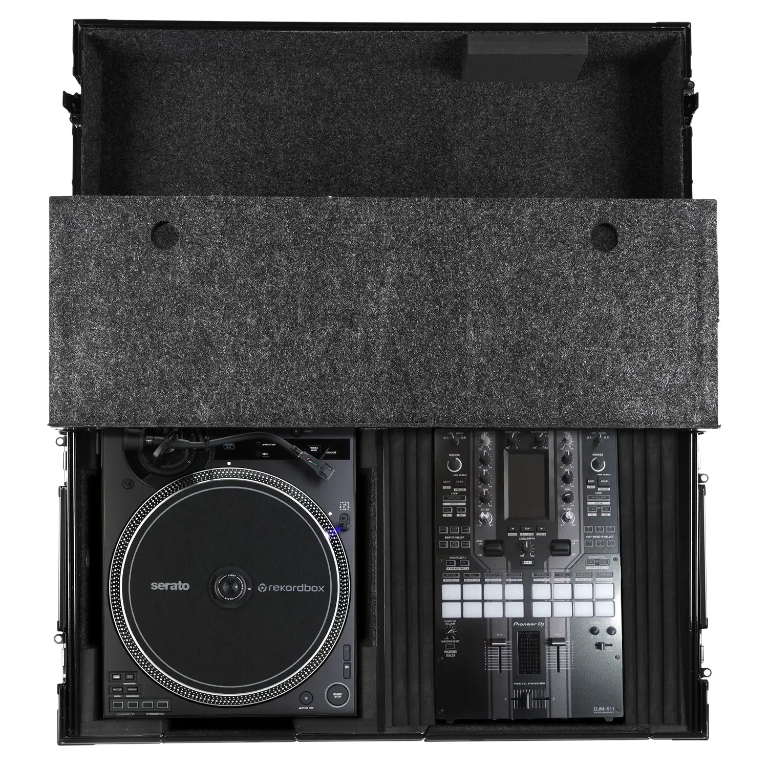 UDG FlightCase Scratch (Turntable Battle/PLX-CRSS12 & 10"/12" Mixer) Black Plus (Laptop, Trolley & Wheels)