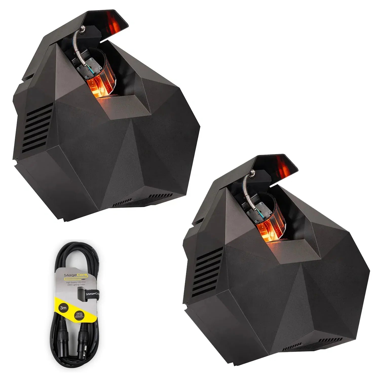 Pair of Eliminator Lighting Vortex 150 150W LED Moonflower effect lights with DMX cable for parties and events