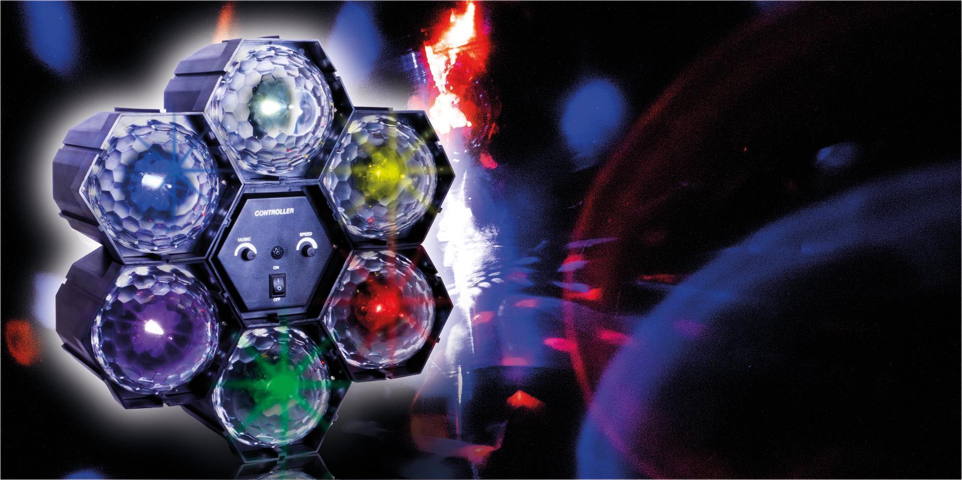 FXLab 6 Way Multi-Coloured LED Disco Effect Light - DY Pro Audio