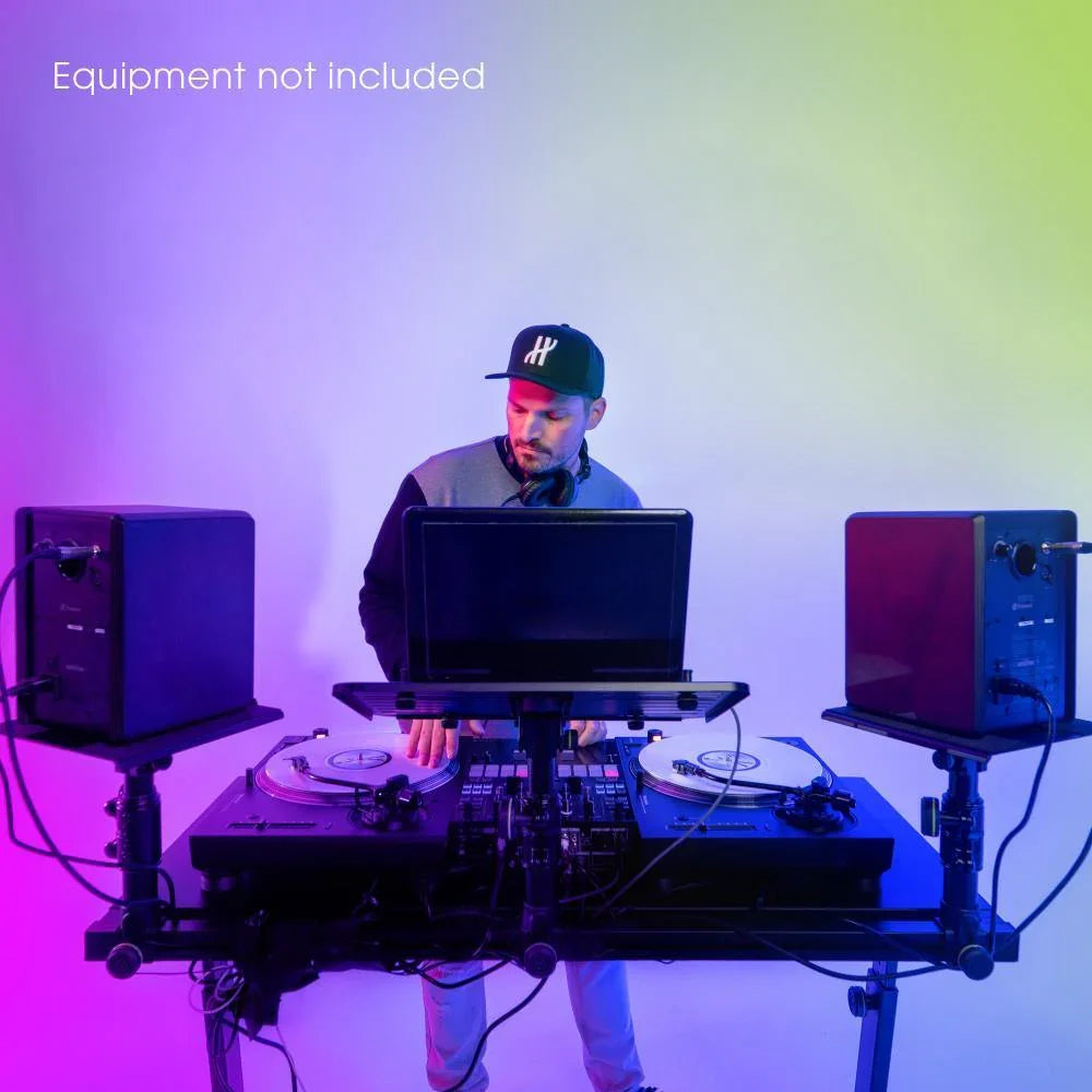 Gravity FDJT 01 DJ Desk with Adjustable Loudspeaker and Laptop Trays - DY Pro Audio