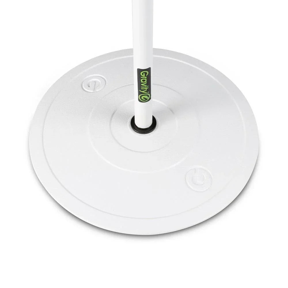 Gravity MS 23 W Microphone Stand with Round Base, White - DY Pro Audio