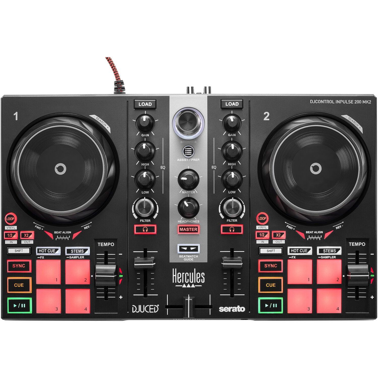 Hercules DJ Learning Kit MK2 With Inpulse 200, Monitors & Headphones - DY Pro Audio