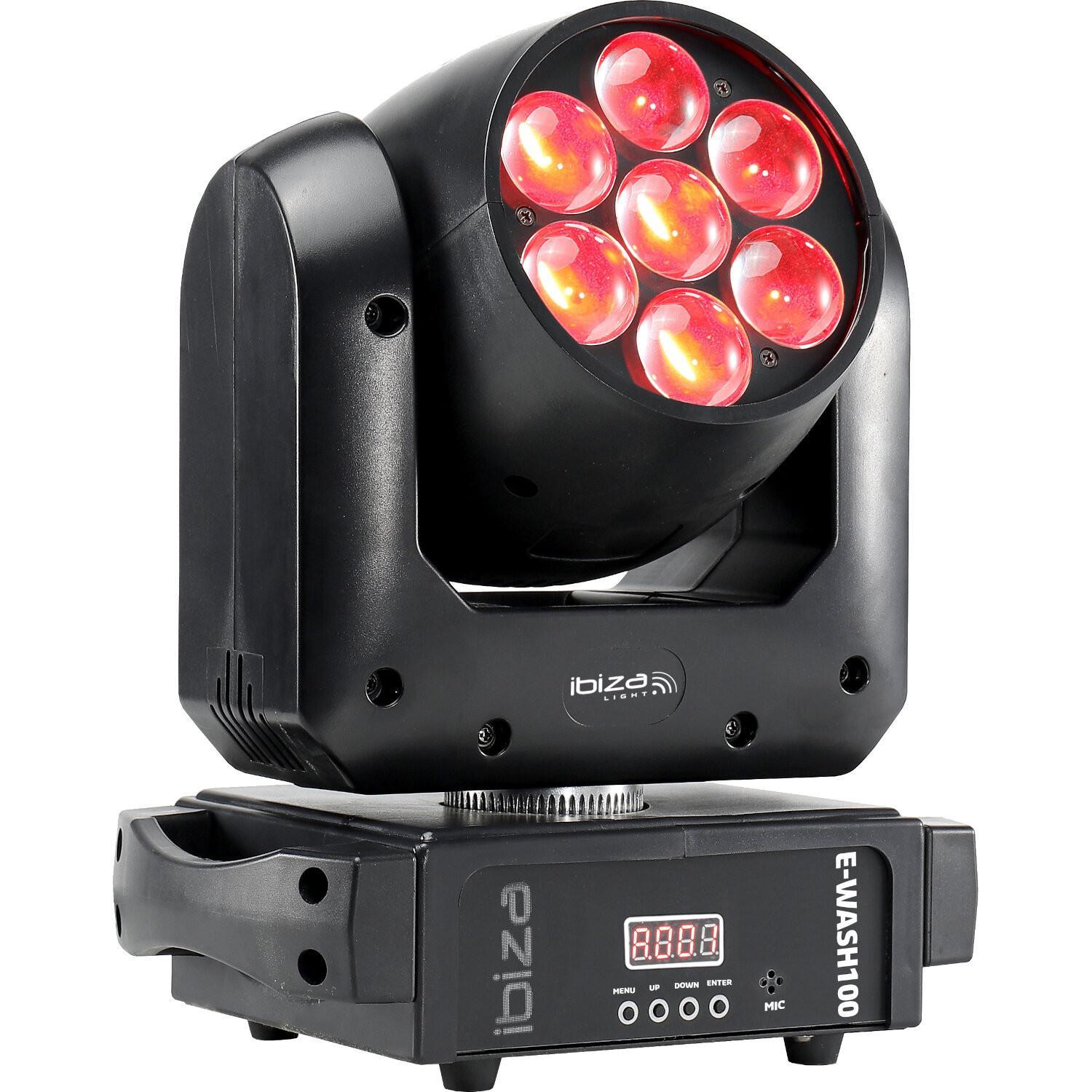 Ibiza E-WASH100 7 x 15w RGBW Zoom & Wash Moving Head - DY Pro Audio