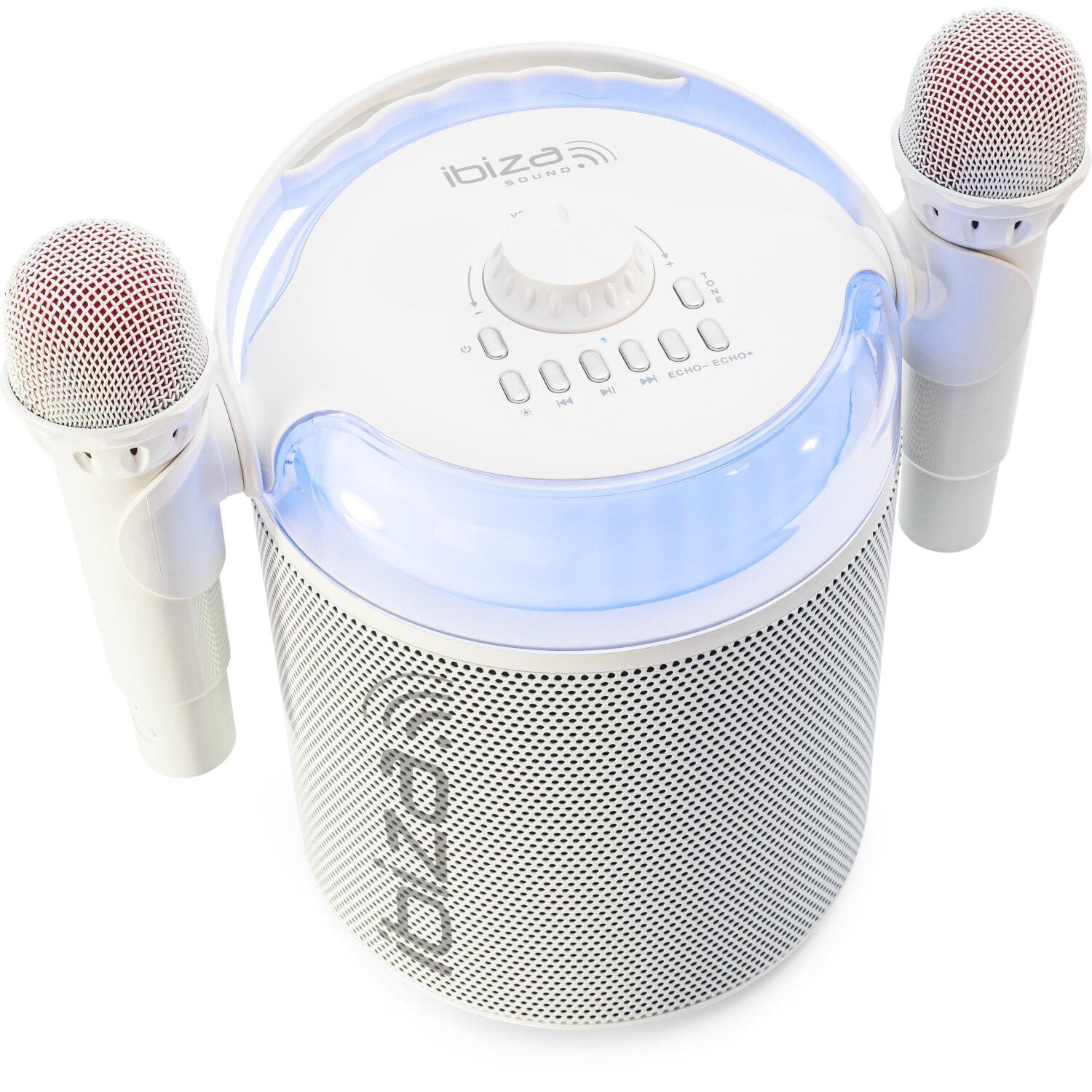 Ibiza KARAHOME-WH White Stand-Alone Bluetooth Karaoke Speaker - DY Pro Audio