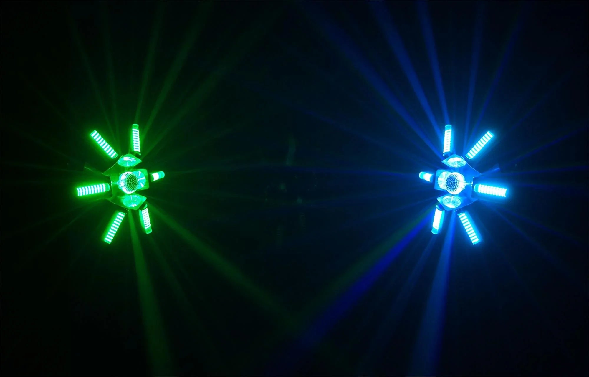 2 x Equinox Radiance Centrepiece 6 x 40w RGBW LED Effect Light With DMX Cable and Carry Bags