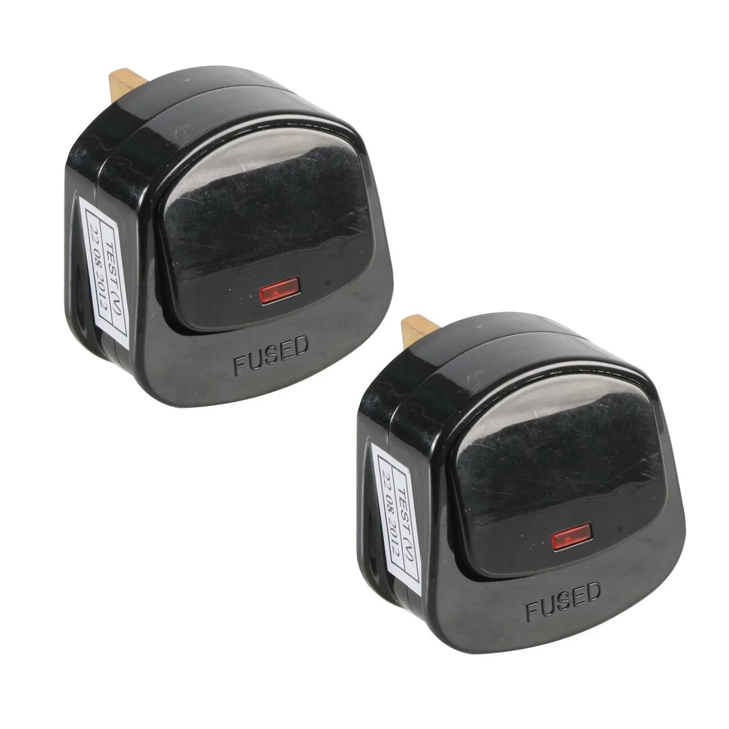 2 x Pro Elec 13A Switched Plug Top with Neon Light, Black