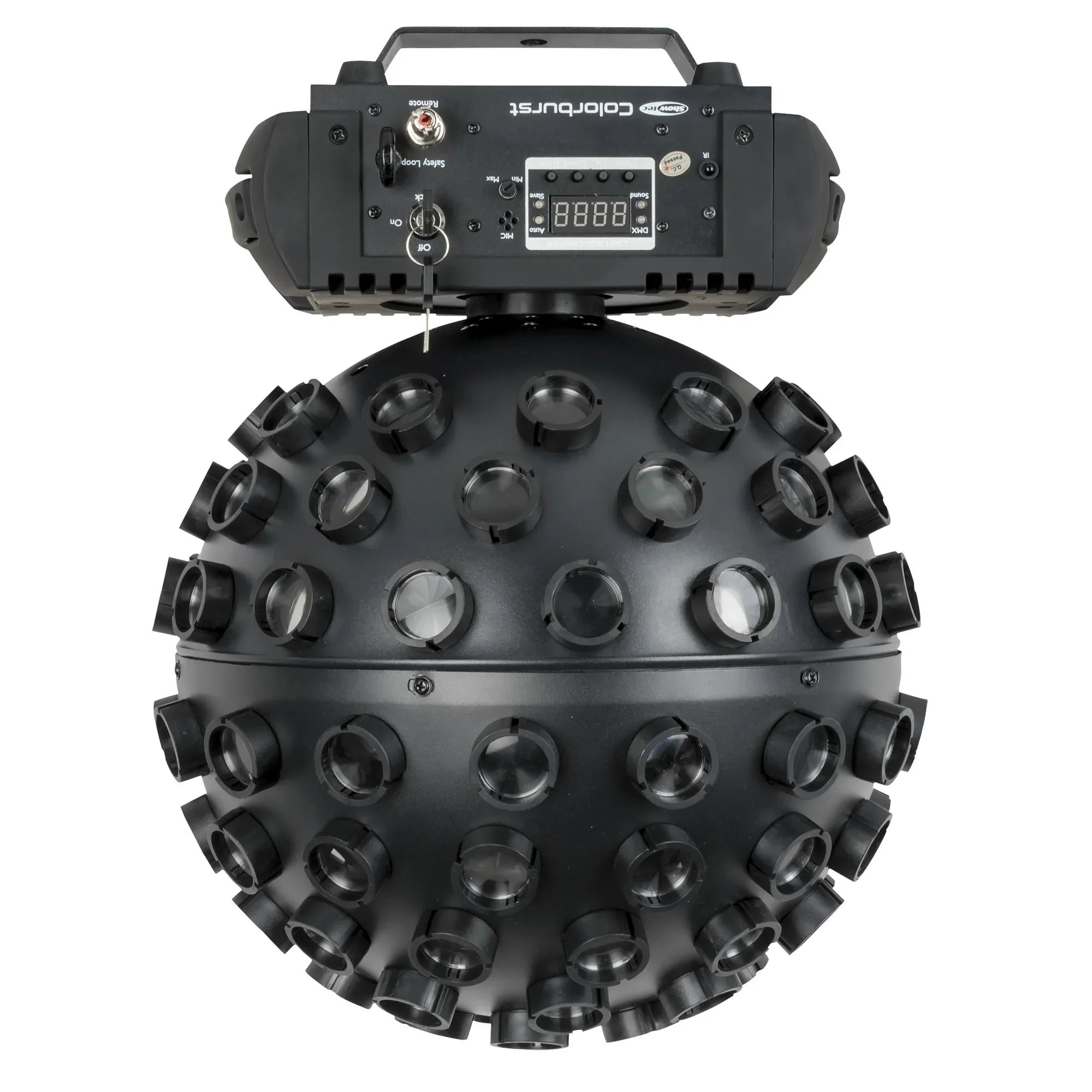 2 x Showtec Colourburst Mirror Ball Effect Light with DMX Cable and Carry Bags
