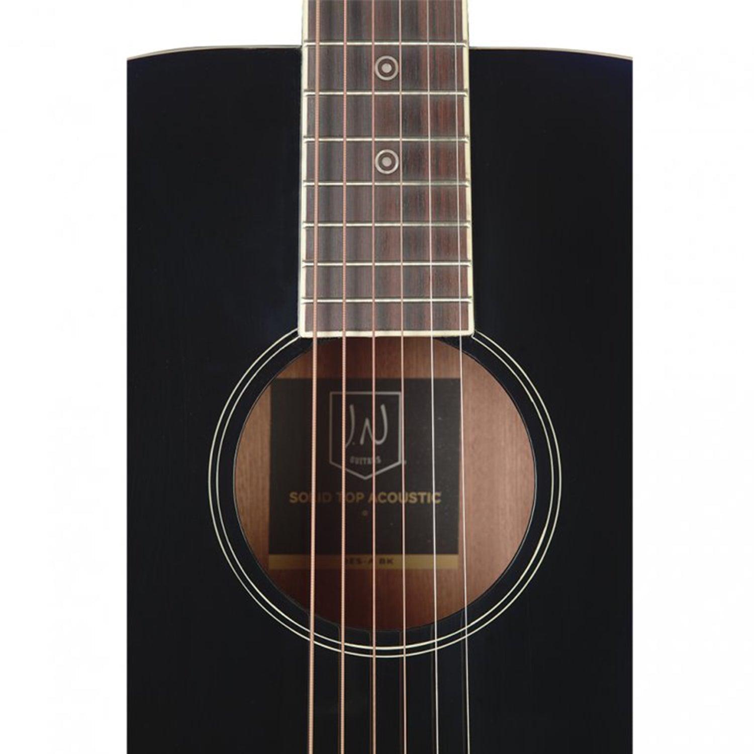 J.N Guitars BES-A BK Black Acoustic Auditorium Guitar with Solid Spruce Top, Bessie series - DY Pro Audio