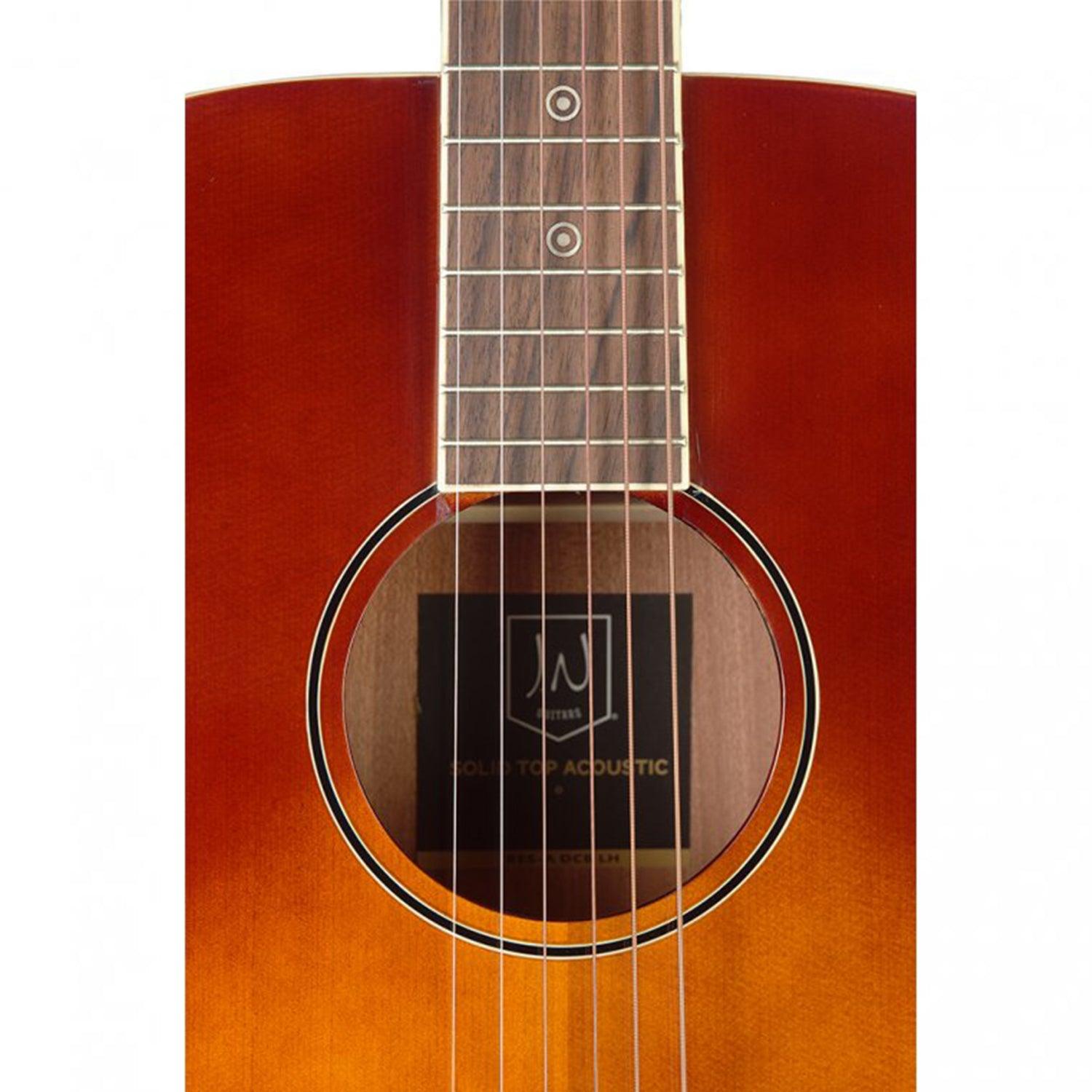 J.N Guitars BES-A DCB LH Dark Cherryburst Acoustic Auditorium Guitar with Solid Spruce Top, left-handed, Bessie series - DY Pro Audio
