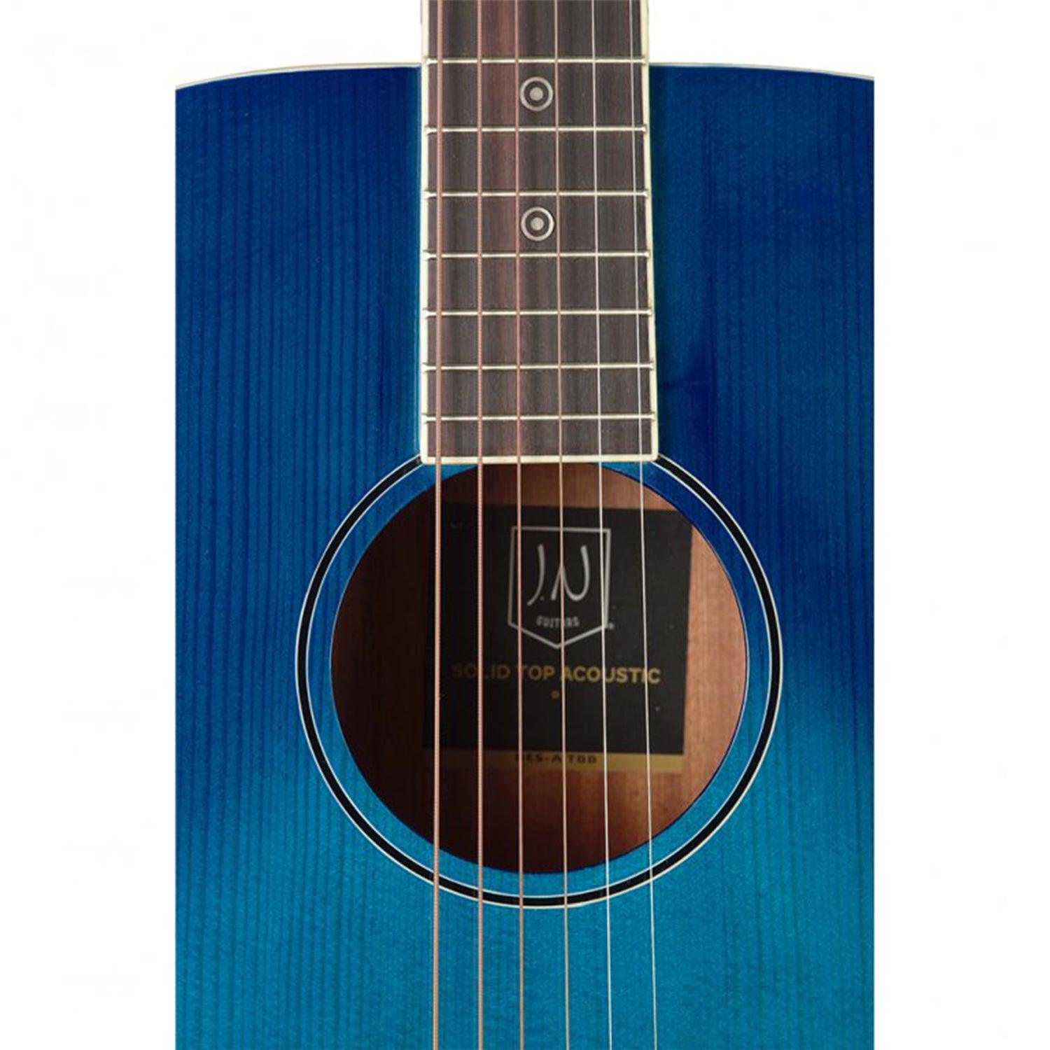 J.N Guitars BES-A TBB Transparent Blueburst Acoustic Auditorium Guitar with Solid Spruce Top, Bessie series - DY Pro Audio