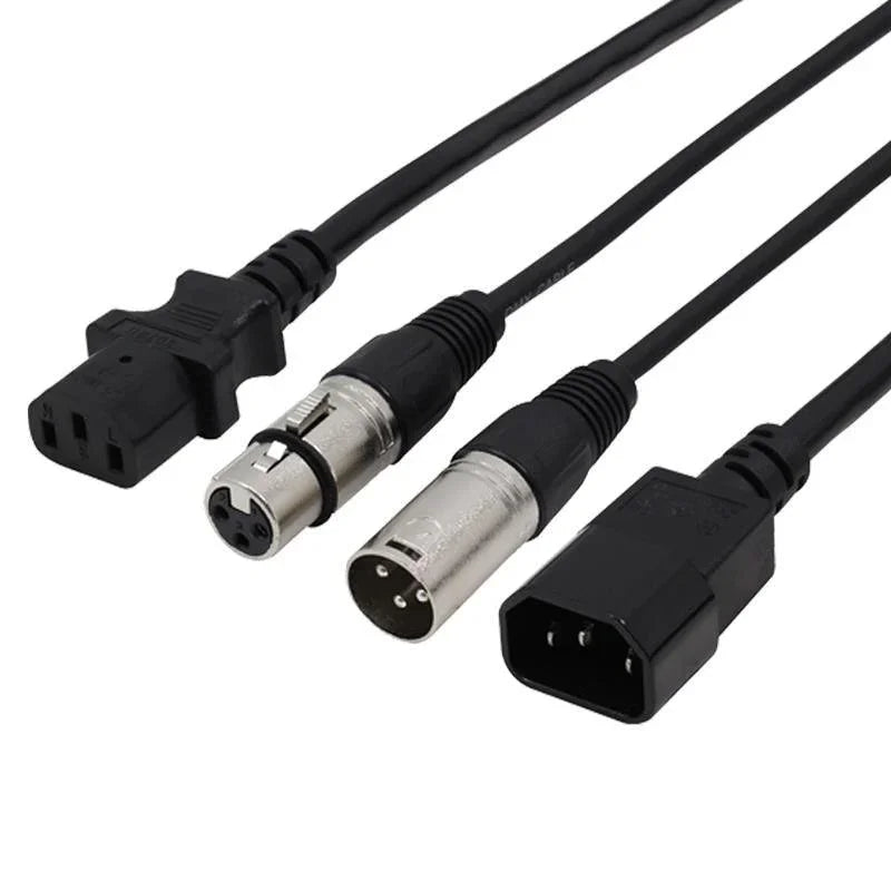 LEDJ 1.5m Combined IEC and XLR 3-Pin Male - Female DMX Cable - DY Pro Audio
