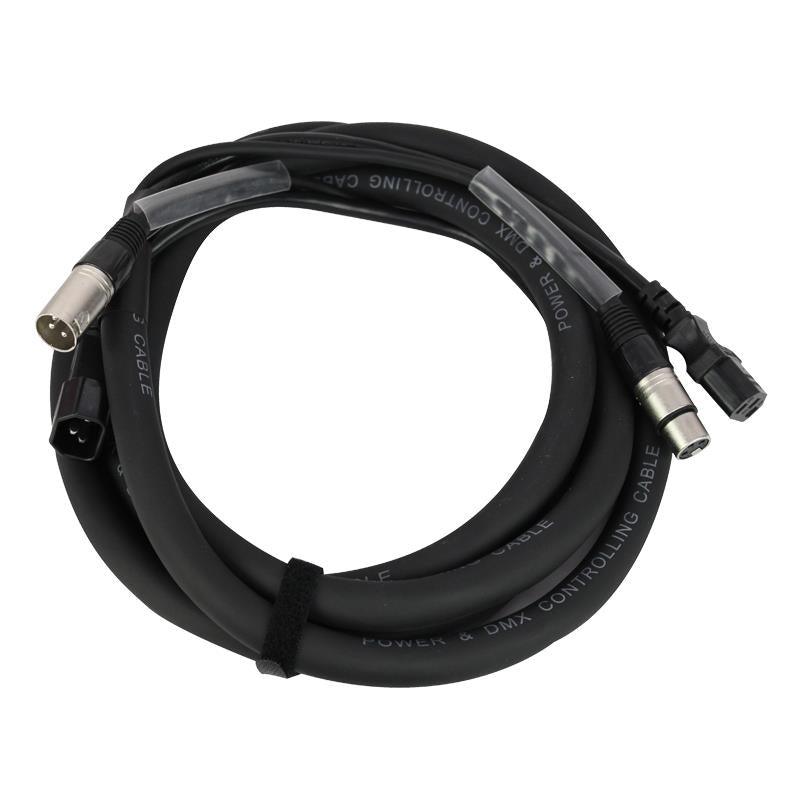 LEDJ 5m Combined IEC and XLR 3-Pin Male - Female DMX Cable - DY Pro Audio