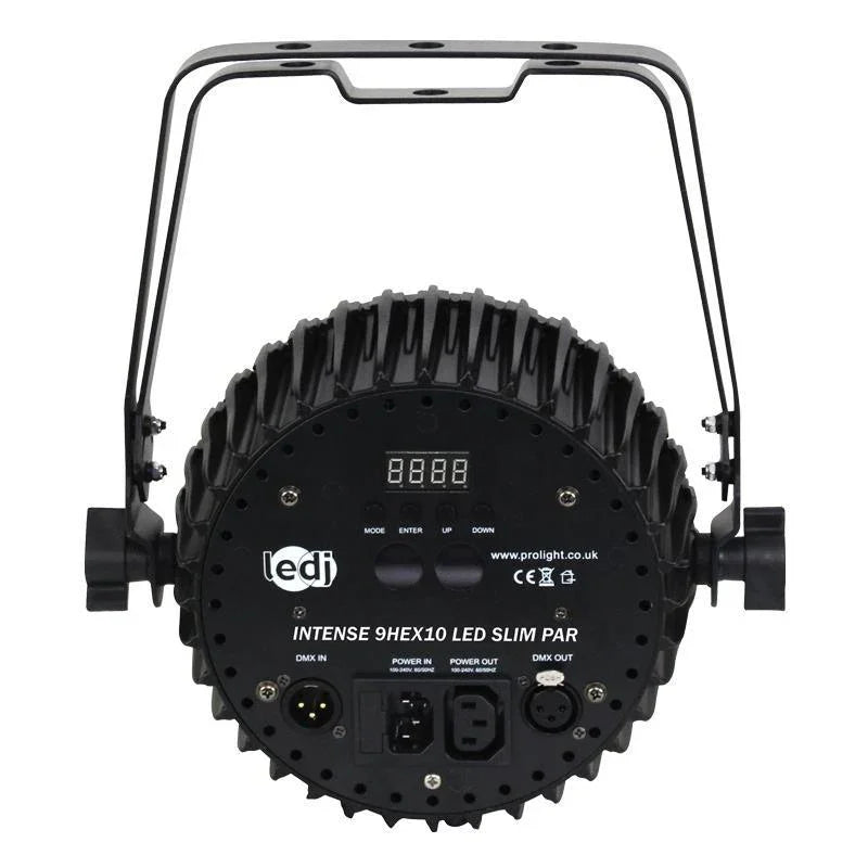 LEDJ 9HEX10 RGBWAUV Intense LED Slim Par Black - DY Pro Audio