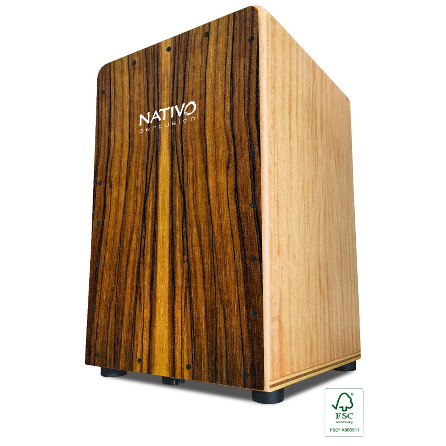Nativo INIC-BROWN Inicia Series Standard-Sized Class A Oak Cajon with Brown Front Board Finish - DY Pro Audio