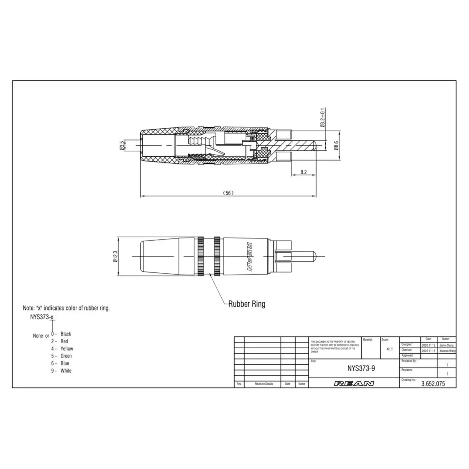 Neutrik NYS373 White Phono Plug with Gold Plated Contacts - DY Pro Audio