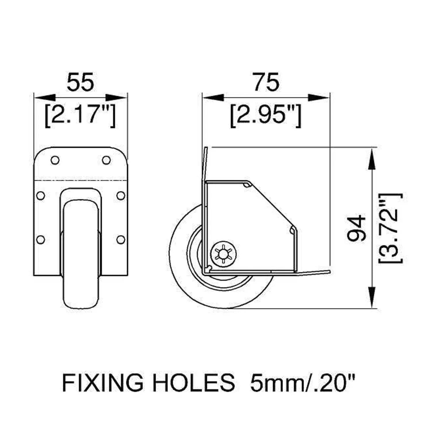 Penn Elcom 64mm Black Edge Castor with Black Wheel - DY Pro Audio