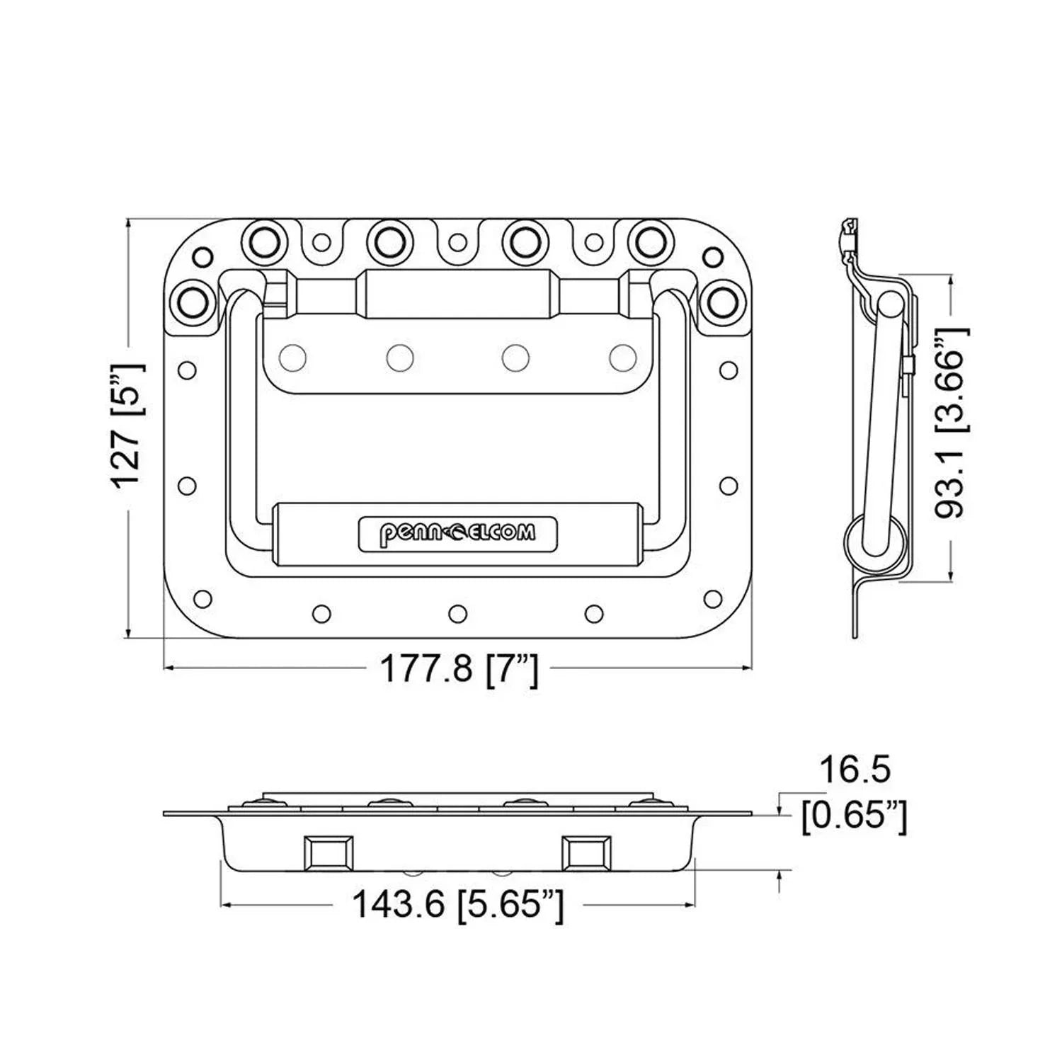 Penn Elcom Large Recessed Handle with Extended Grip - DY Pro Audio