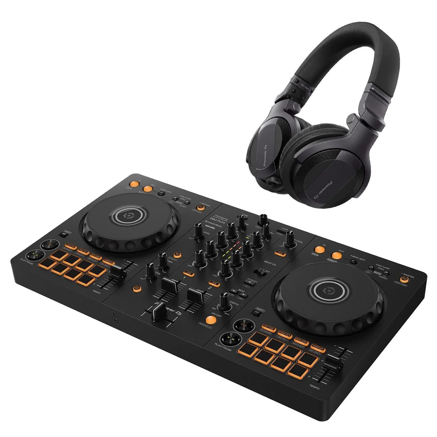 Pioneer DDJ-FLX4 DJ Controller & Pioneer DJ HDJ-CUE1 Headphones - DY Pro Audio