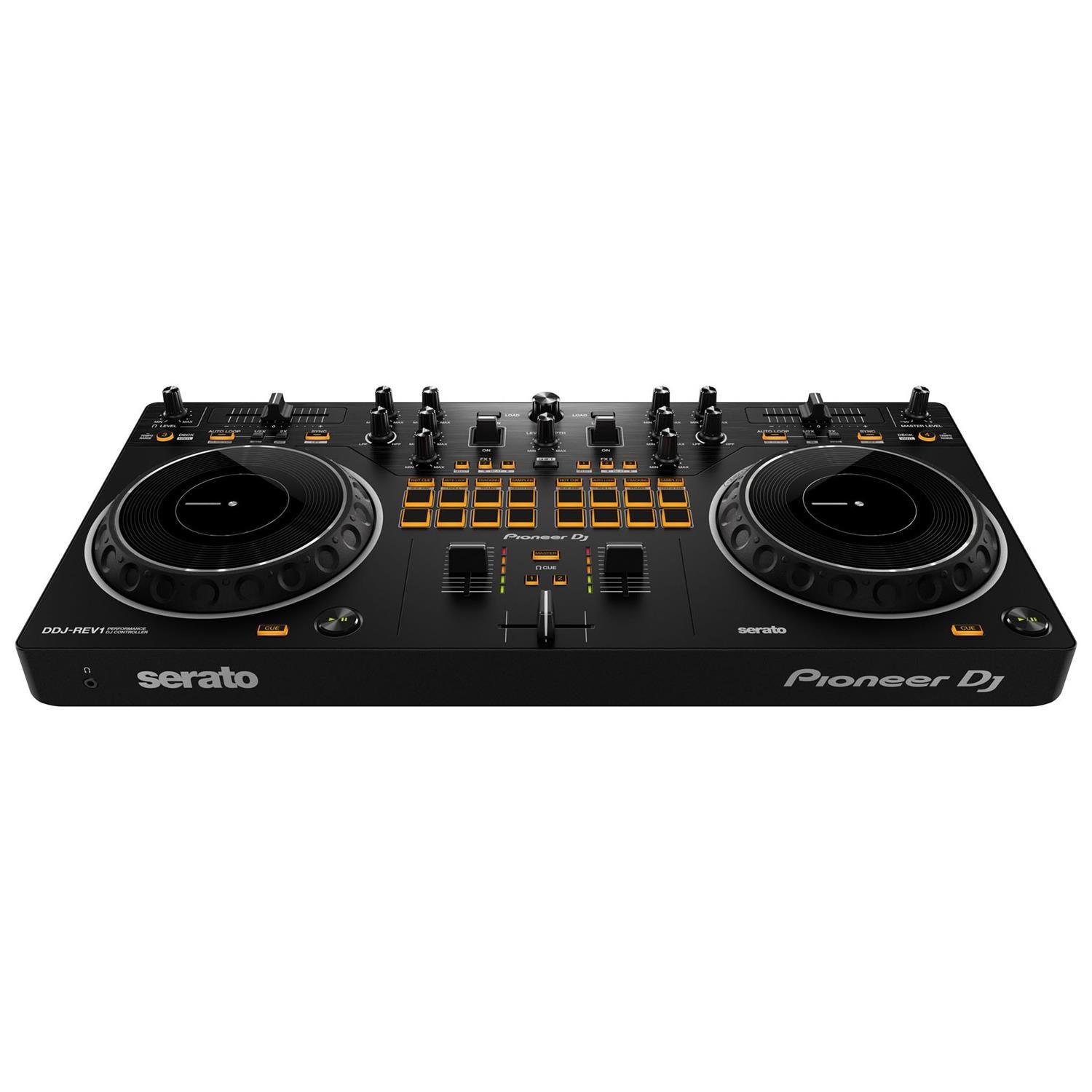 Pioneer DDJ-REV1 2 Channel DJ Controller with DM-40D and HDJ-CUE1 Headphones - DY Pro Audio