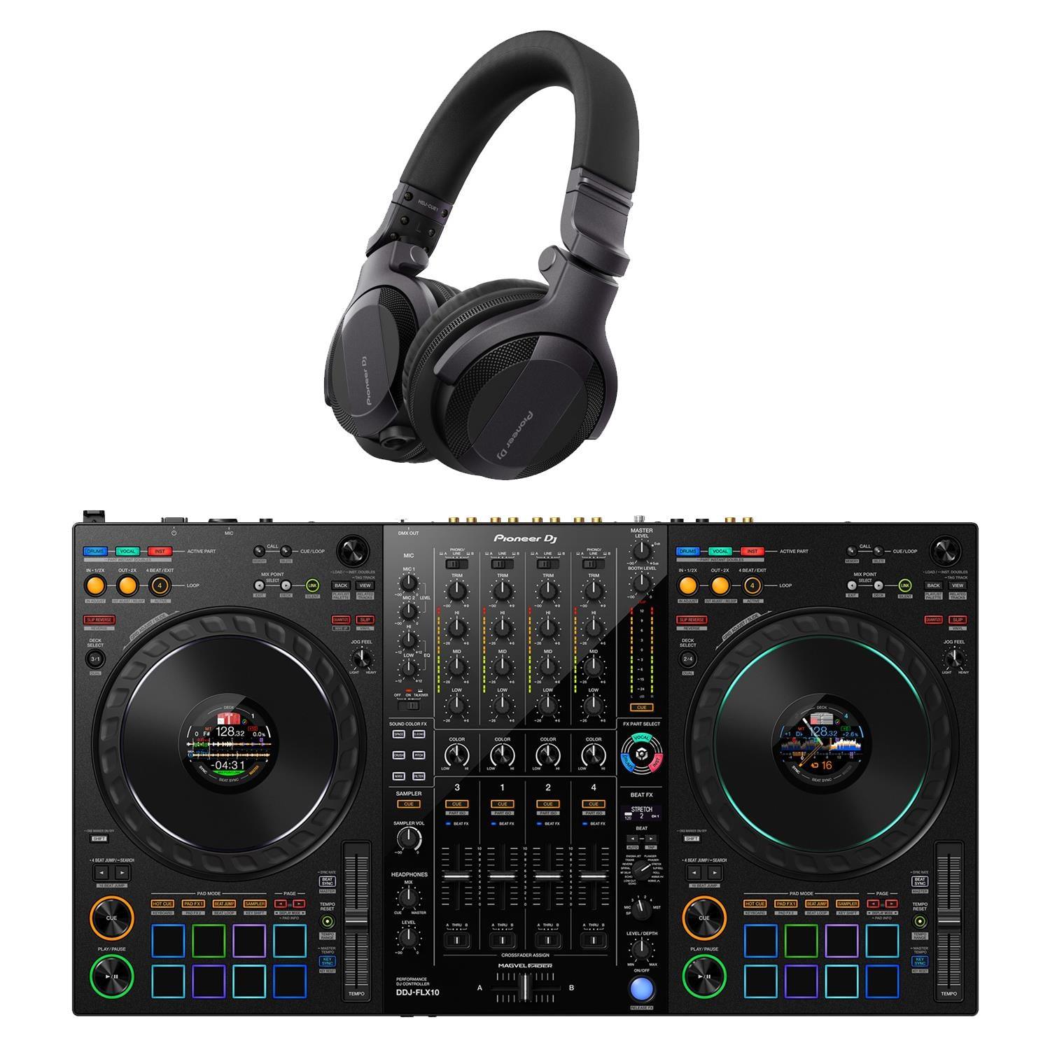 Pioneer DJ DDJ-FLX10 DJ Controller & HDJ-CUE1 Headphones Bundle - DY Pro Audio