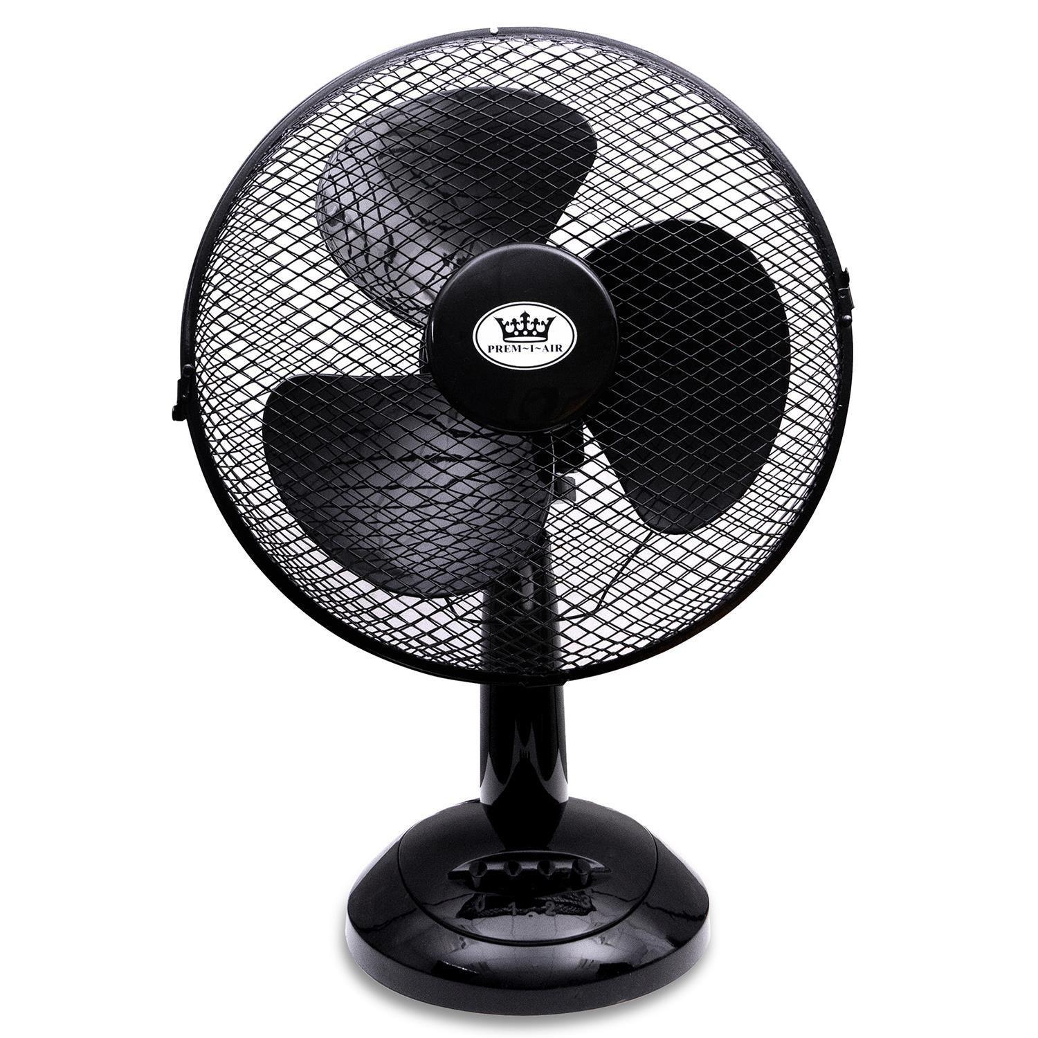 Prem-I-Air 12" 30 cm Black Oscillating Desktop Fan - DY Pro Audio