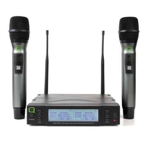 Q Audio QWM 1960 V2 HH UHF Dual Channel True Diversity Microphone System (Channel 70) - DY Pro Audio