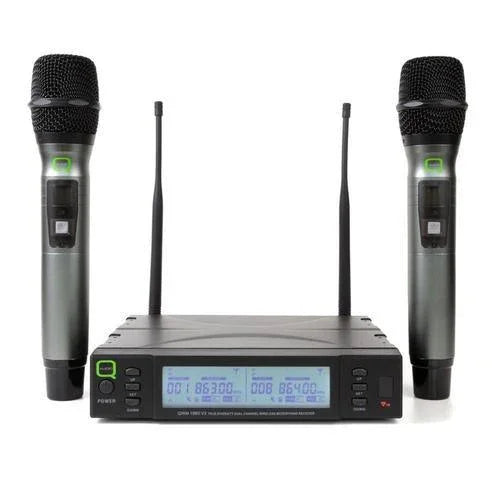Q Audio QWM 1960 V2 HH UHF Dual Channel True Diversity Microphone System (Channel 70) - DY Pro Audio