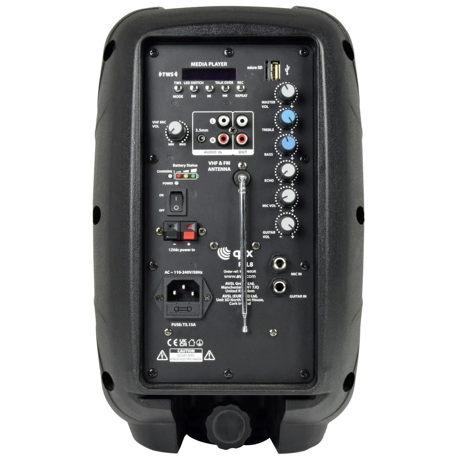 QTX PAL8 Portable PA Speaker with LEDs - DY Pro Audio