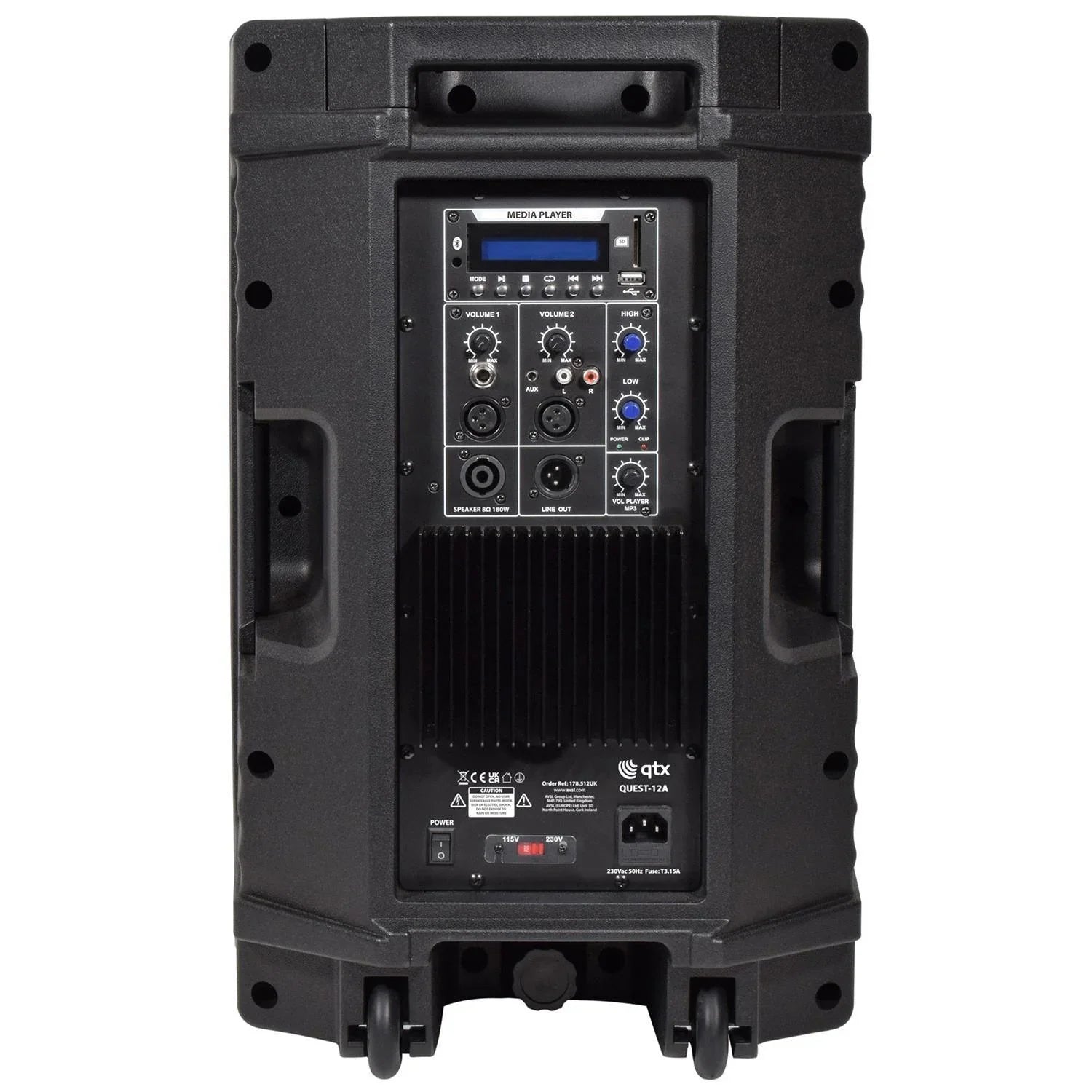 QTX QUEST-12a 720w Active PA Speaker with USB FM Bluetooth - DY Pro Audio